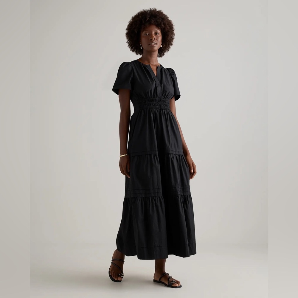 Quince 100% Organic Cotton Poplin Tiered Maxi Dress size small